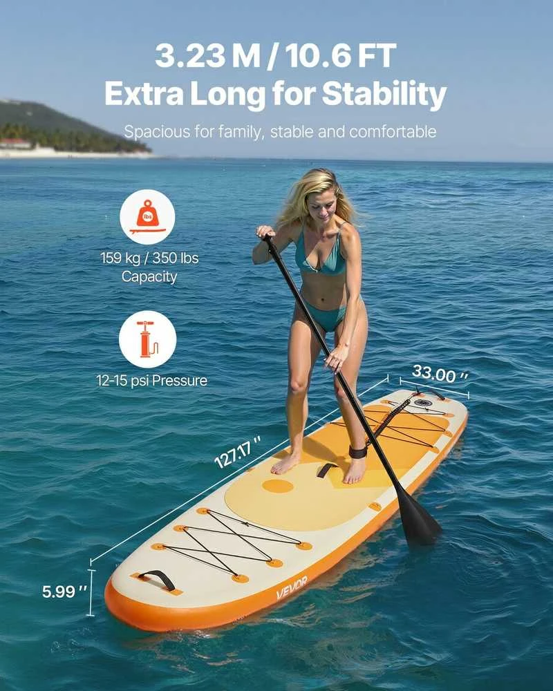 Pripučiama irklentė 3.23 m, SUP lenta su irklu, pradedantiesiems, banglentė, irklentės