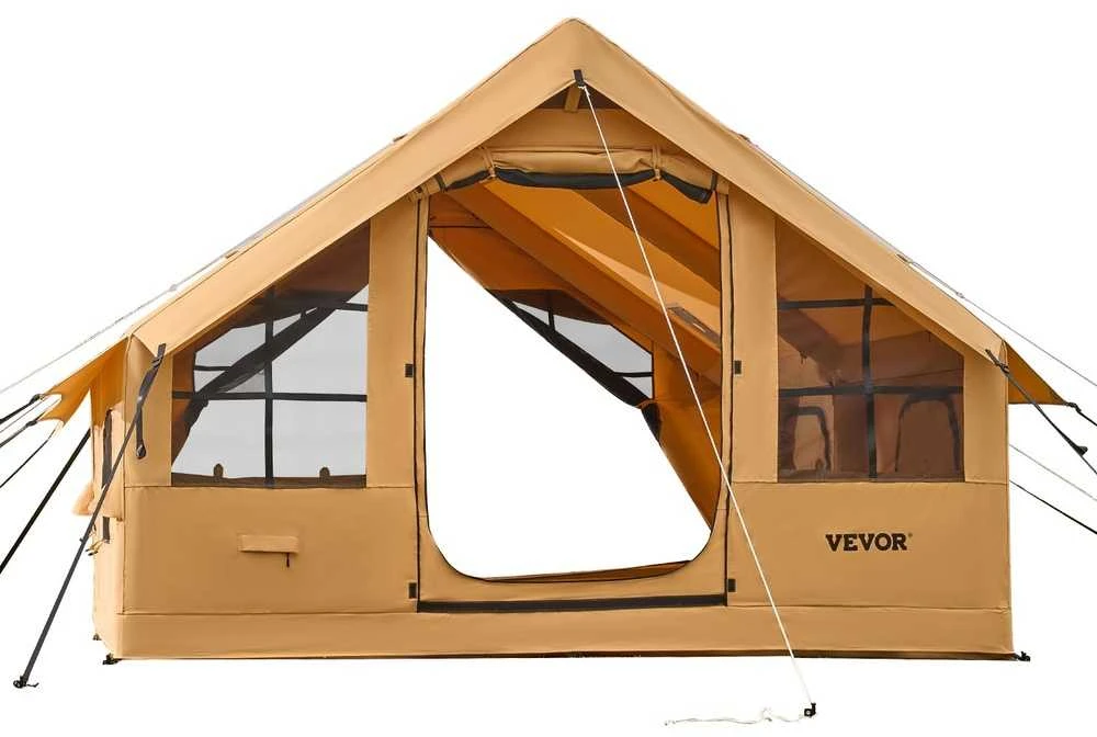 Pripučiama kempingo palapinė, 5-8 asmenų glampingo palapinė su pompa, lengvai pastatoma šeimos palapinė, greitai pripučiama kempingo pastogė, vandeniui atspari oro palapinė