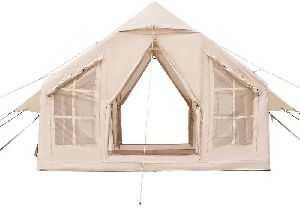 Pripučiama stovyklavimo palapinė, 4-6 asmenų glamping palapinė su pompa, lengvai pastatoma šeimos palapinė, vandeniui atspari oro palapinė, greitai pripučiama stovyklavimo pastogė