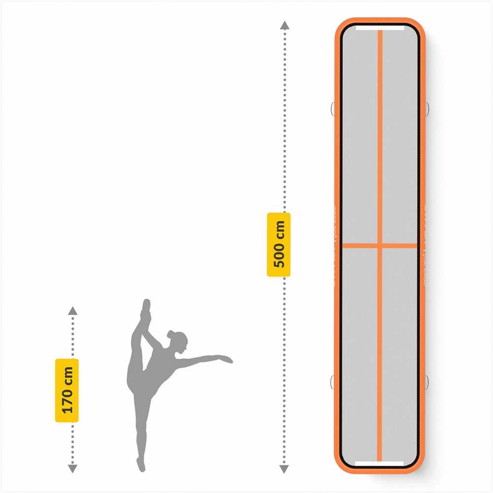 Pripučiamas gimnastikos kilimėlis, 5 m oro takelis, su elektrine pompa, skirtas namų treniruotėms, gimnastikai, akrobatikai ir reabilitacijai