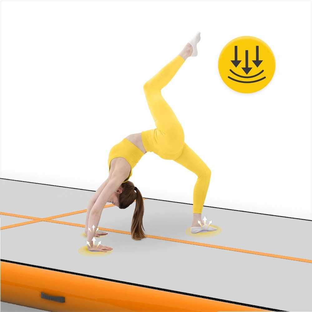 Pripučiamas gimnastikos kilimėlis, oro takelis treniruotėms, 5 x 2 metrai, su elektrine pompa