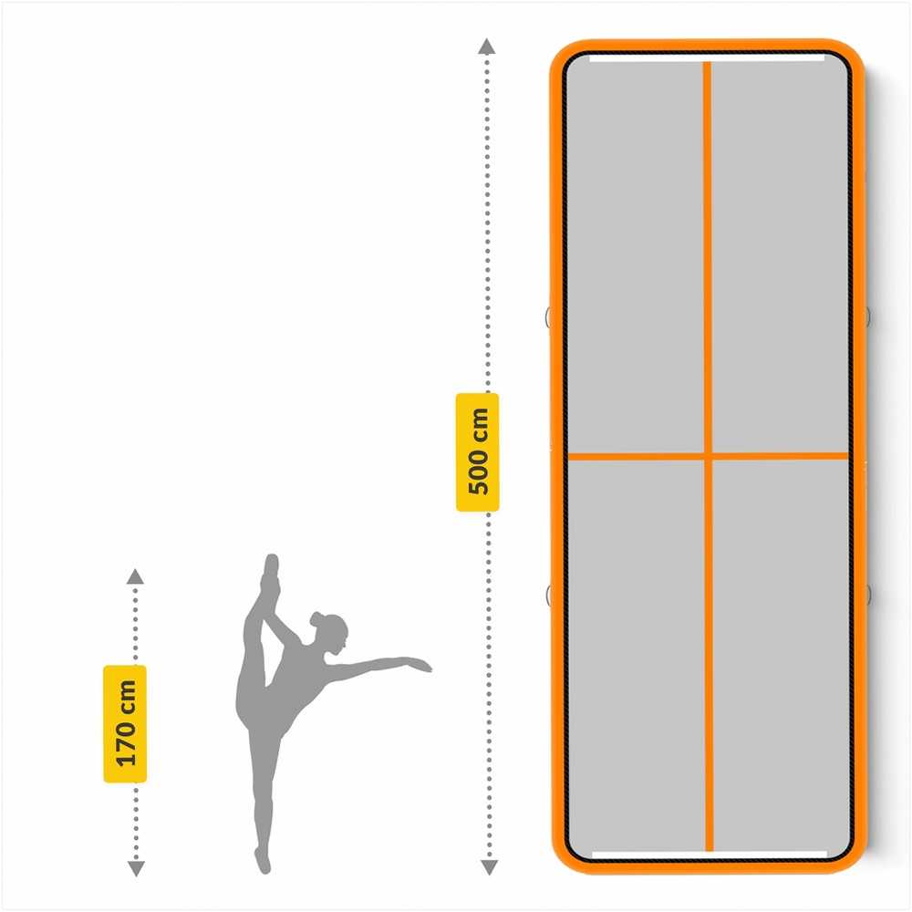 Pripučiamas gimnastikos kilimėlis, oro takelis treniruotėms, 5 x 2 metrai, su elektrine pompa