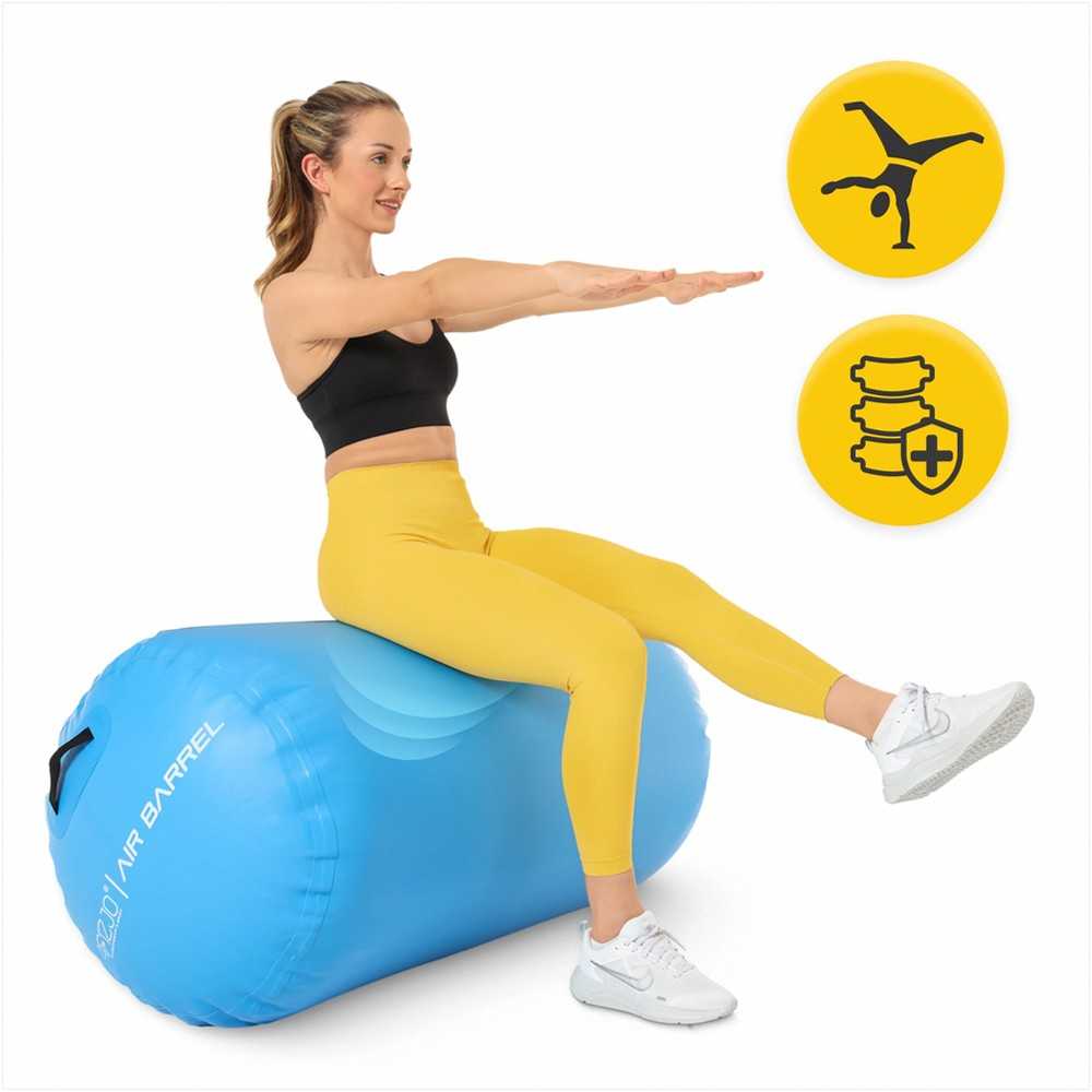 Pripučiamas gimnastikos ritinys, akrobatiniams pratimams, patvarus PVC, 75 cm mėlynas oro ritinys