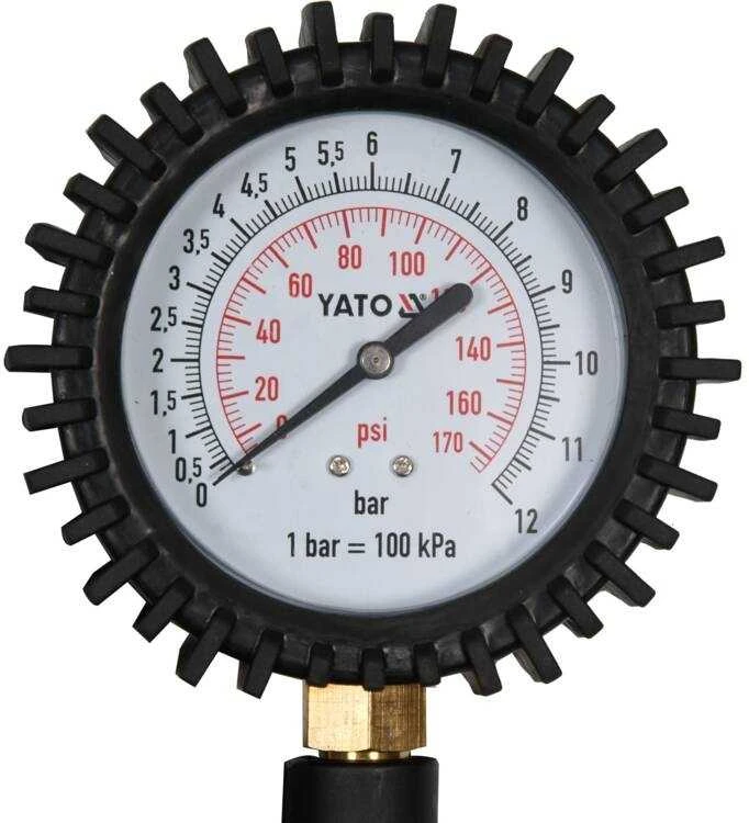 Pripūtimo pistoletas su manometru, oro kompresoriaus įrankis, slėgio matuoklis, 44 cm žarna