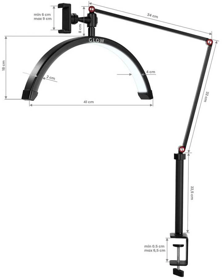 Activeshop Kosmetologinė stalinė LED lempa Glow MX3 Juodas