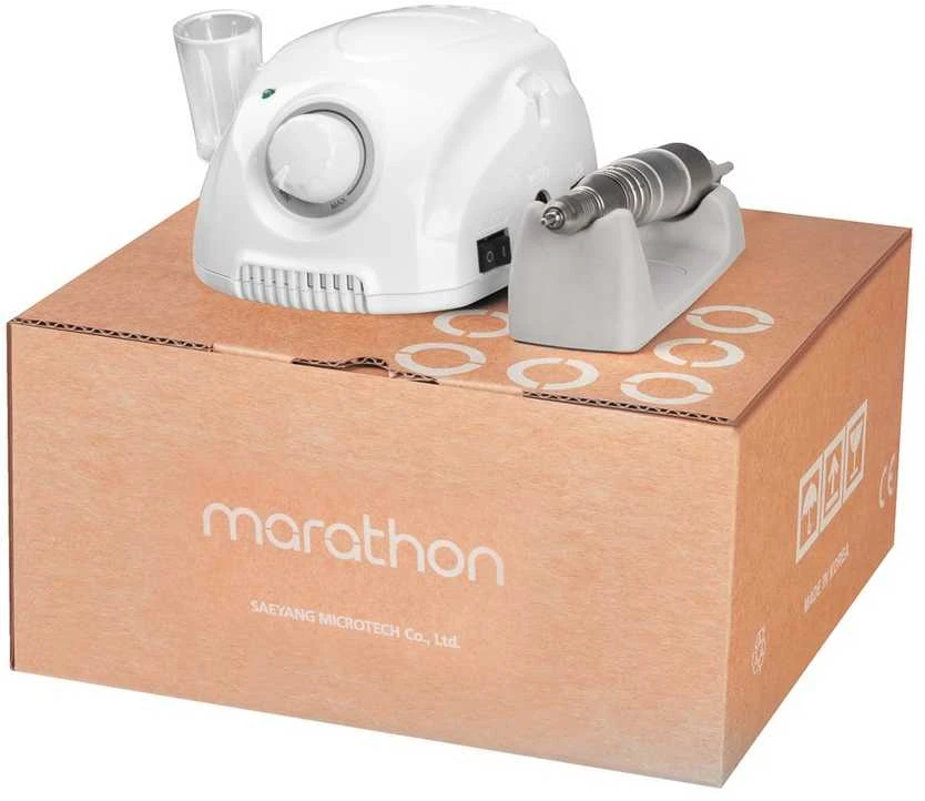 Activeshop Profesionali nagų freza Saeyang Marathon 3 Champion balta + antgalis H200