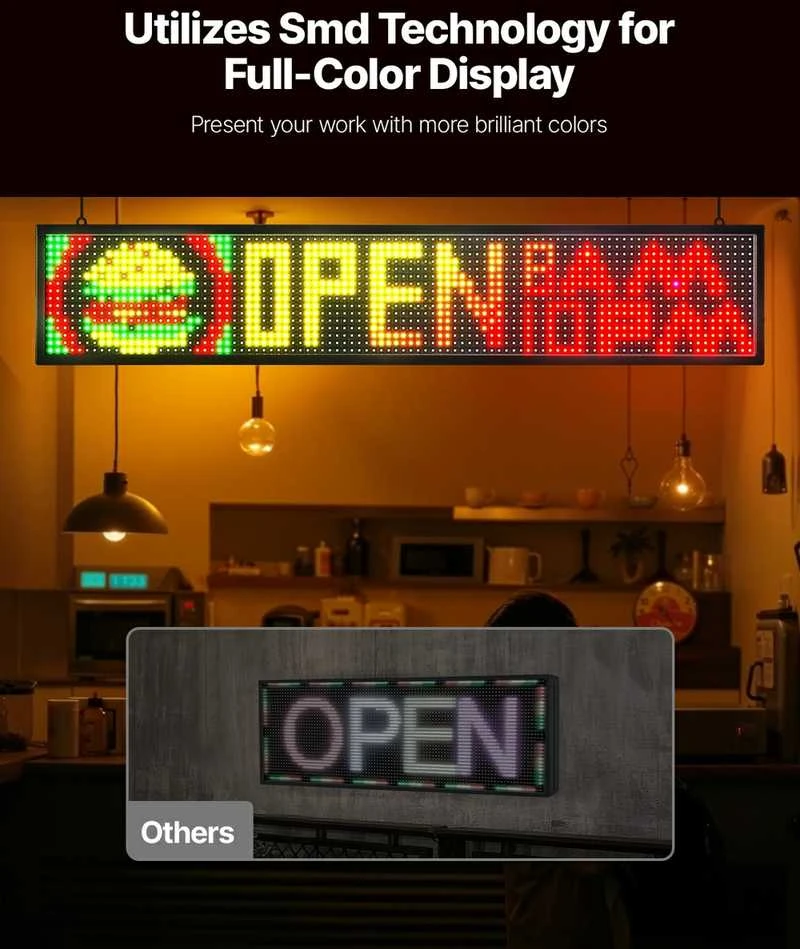 Programuojamas LED ženklas, skaitmeninė slenkanti rodymo lenta, spalvotas P10 LED ženklas verslui, reklaminis LED ekranas, vitrinos LED ženklas