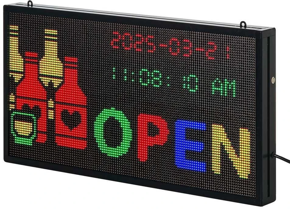 Programuojamas LED ženklas, spalvotas slenkantis ekranas, „Bluetooth“ pranešimų lenta verslo reklamai, vidaus skaitmeninis ženklas, pritaikomas LED skydelis