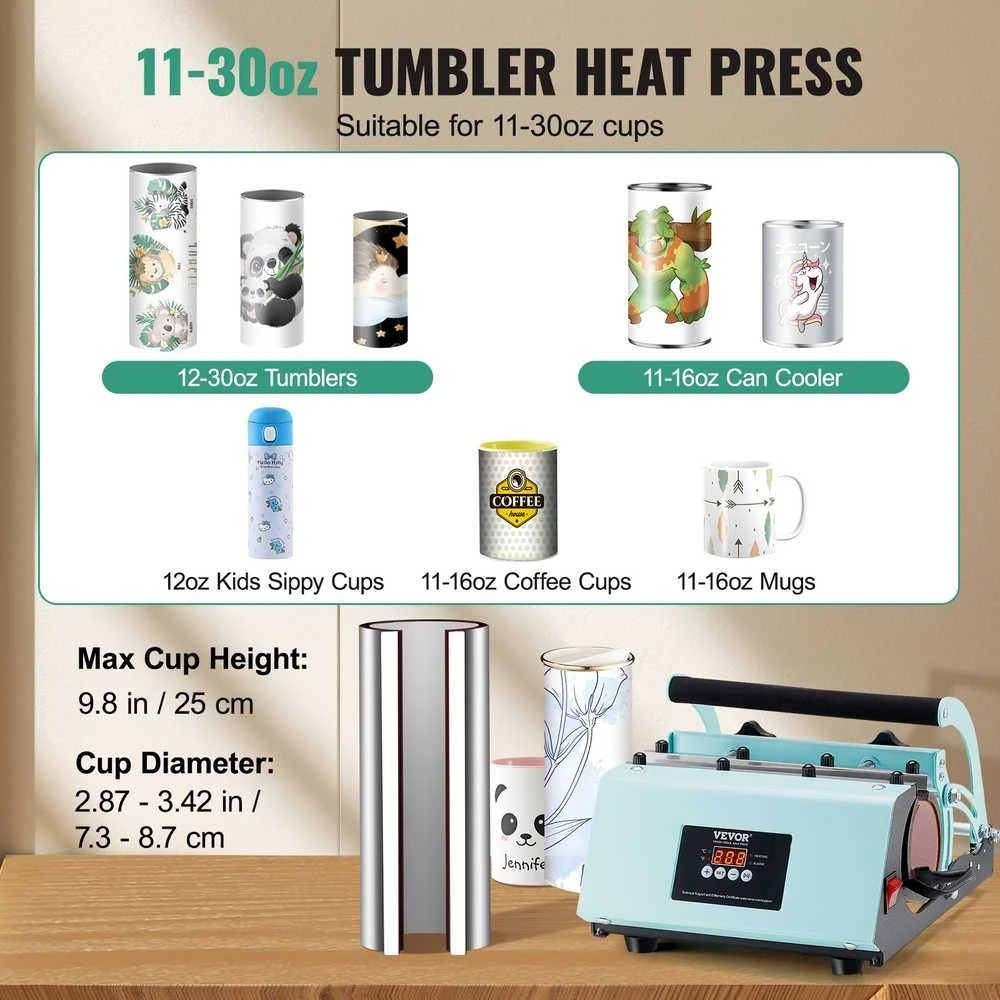 Puodelių Termo Presas, 11-30oz Puodelių Presas, Sublimaciniai Puodeliai „Pasidaryk Pats“ Dovanoms, Nerūdijančio Plieno Puodelių Presas