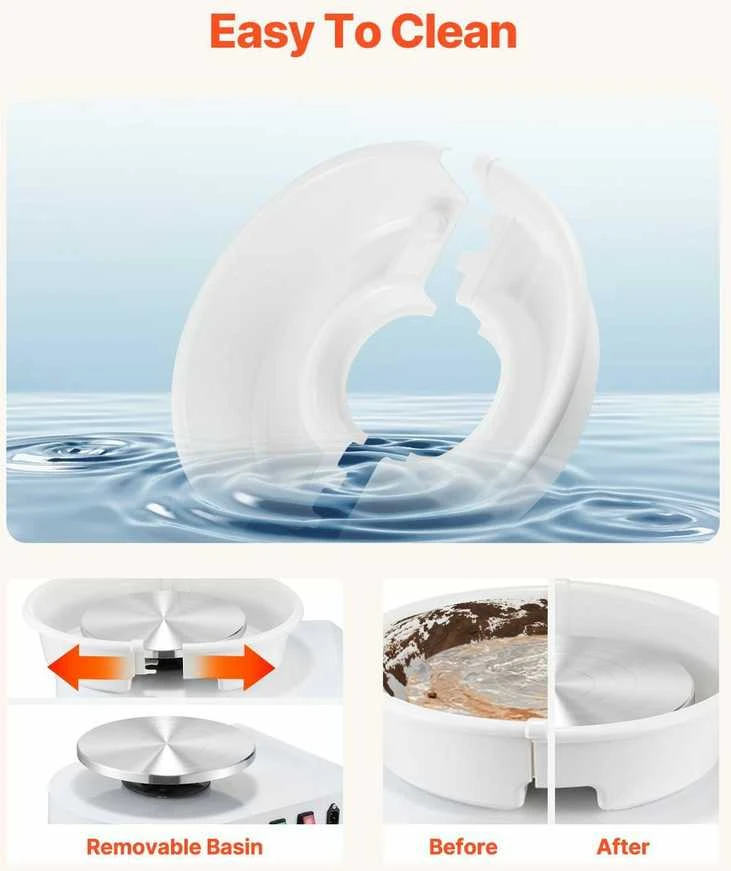 Puodžiaus ratas, 28 cm keraminis rato formavimo aparatas, reguliuojamo greičio molio ratas, elektrinis puodžiaus ratas meno amatams „pasidaryk pats“