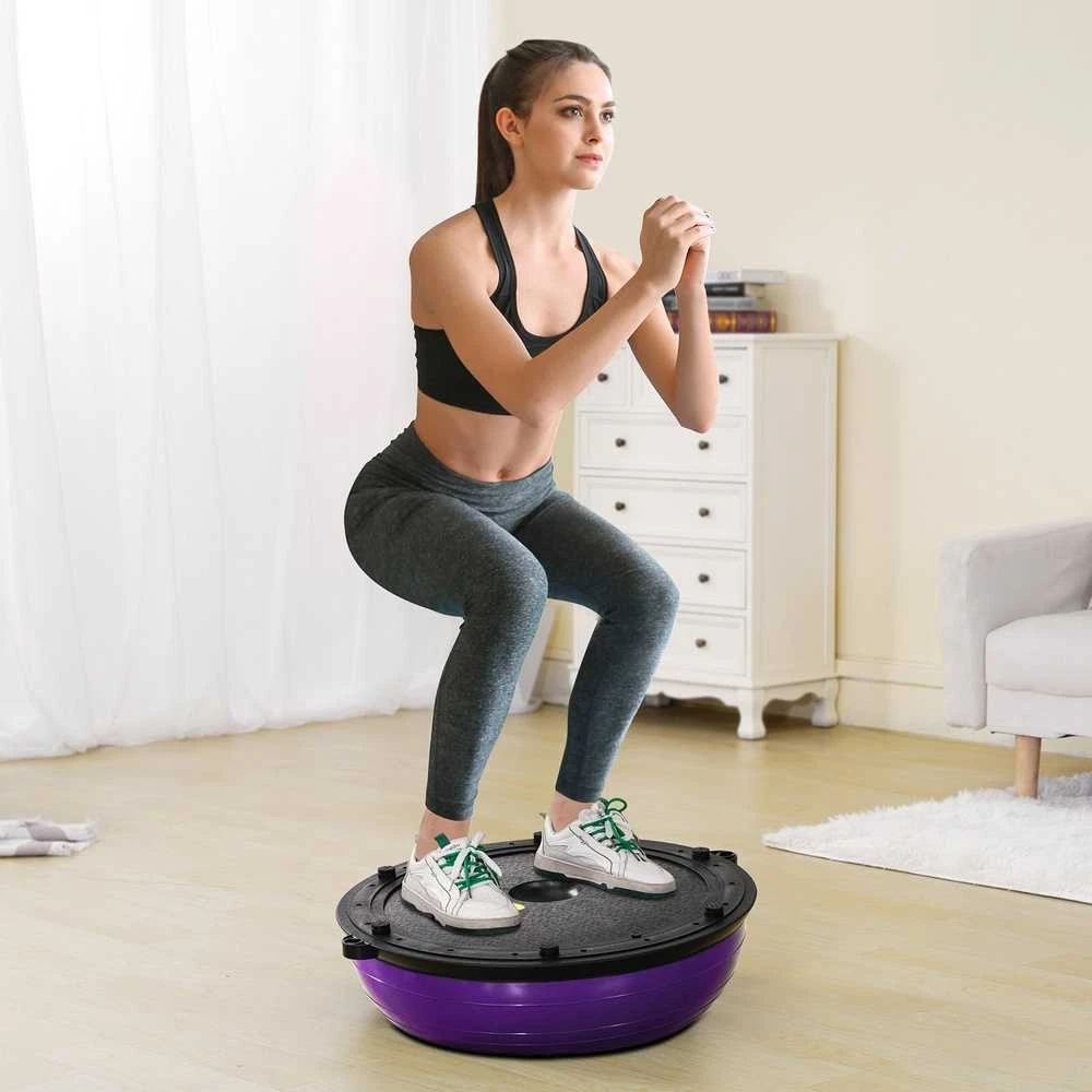 Pusiausvyros kamuolys treniruoklis: jėgai, stabilumui, viso kūno treniruotėms, jogos kamuolys, fitneso kamuolys su guma, balanso platforma.