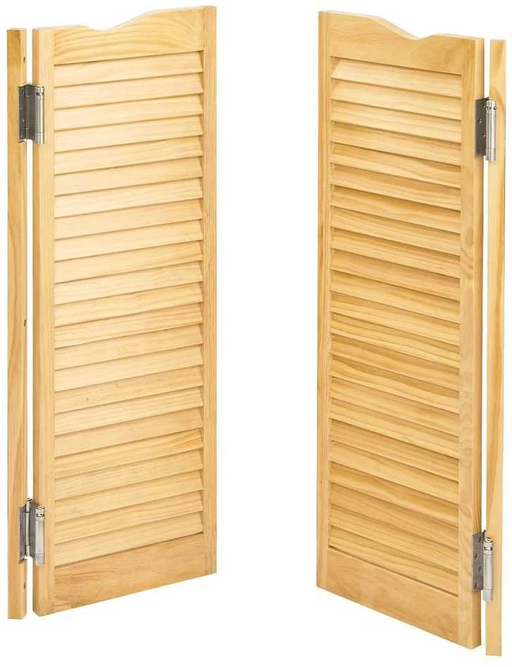 Pušinės varstomos kavinės durys, arkinės vidaus salono durys, dvigubo veikimo pušies medienos durys virtuvei, barui, užeigai, 81.3 cm x 106.7 cm salono stiliaus durys