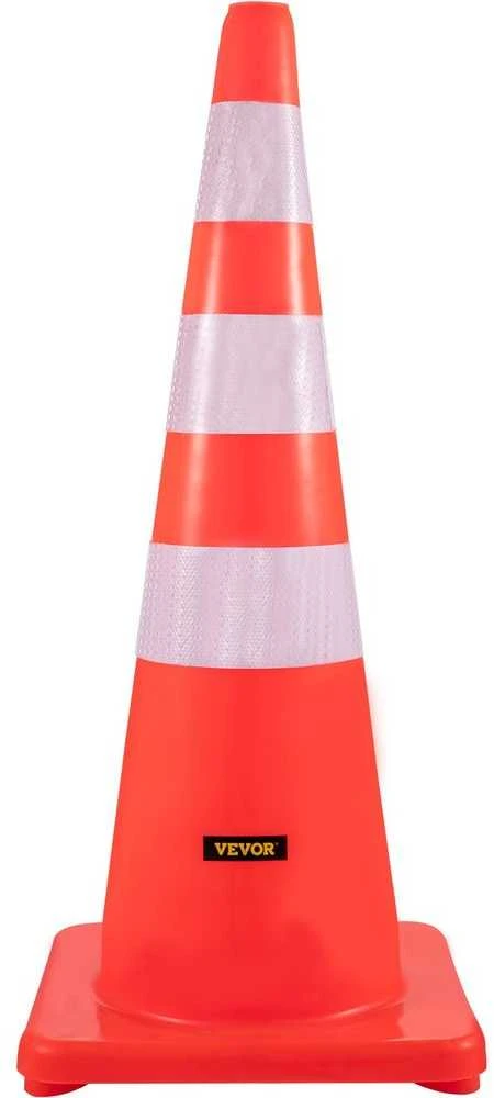 PVC eismo kūgiai, oranžiniai saugos kūgiai kelių statybai, atspindinčios apykaklės, sunkūs kūgiai automobilių stovėjimo aikštelėms, 90 cm saugos užtvaros
