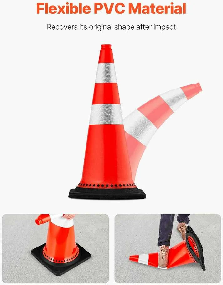 VEVOR Oranžiniai kelių kūgiai su atšvaitu 75 cm