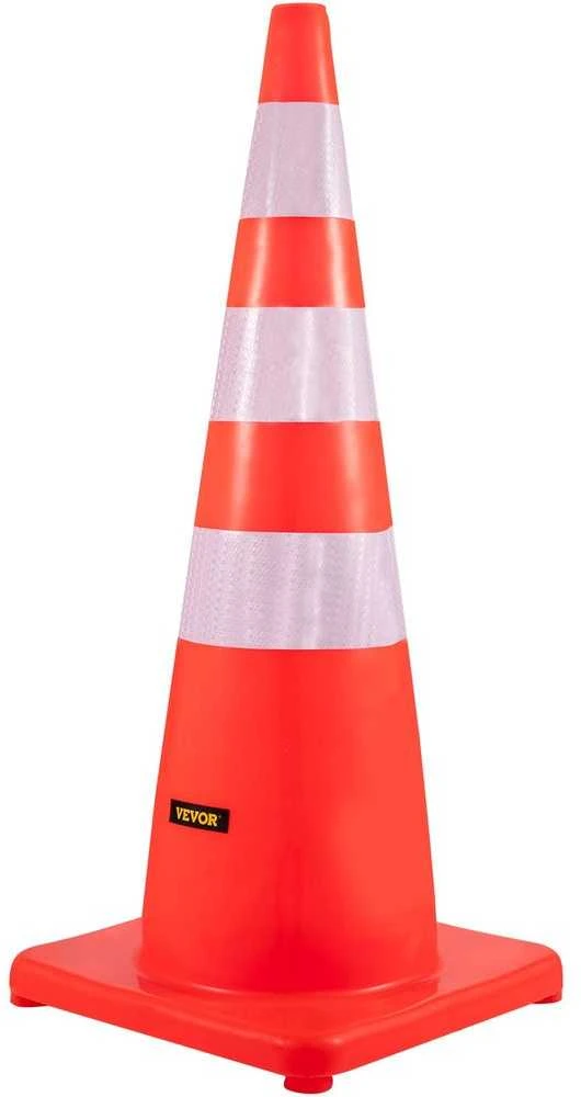 PVC eismo kūgiai, oranžiniai saugos kūgiai kelių statybai, atspindinčios apykaklės, sunkūs kūgiai automobilių stovėjimo aikštelėms, 90 cm saugos užtvaros