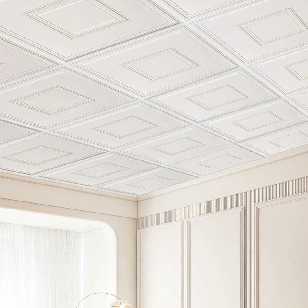 PVC Lubų Plytelės, 61 cm x 61 cm, Atsparios Vandeniui Pakabinamų Lubų Plytelės, Lengvai Montuojama Lubų Danga