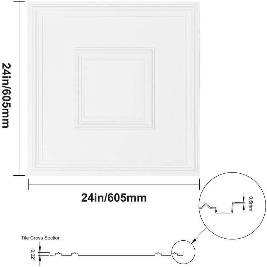 PVC Lubų Plytelės, 61 cm x 61 cm, Atsparios Vandeniui Pakabinamų Lubų Plytelės, Lengvai Montuojama Lubų Danga