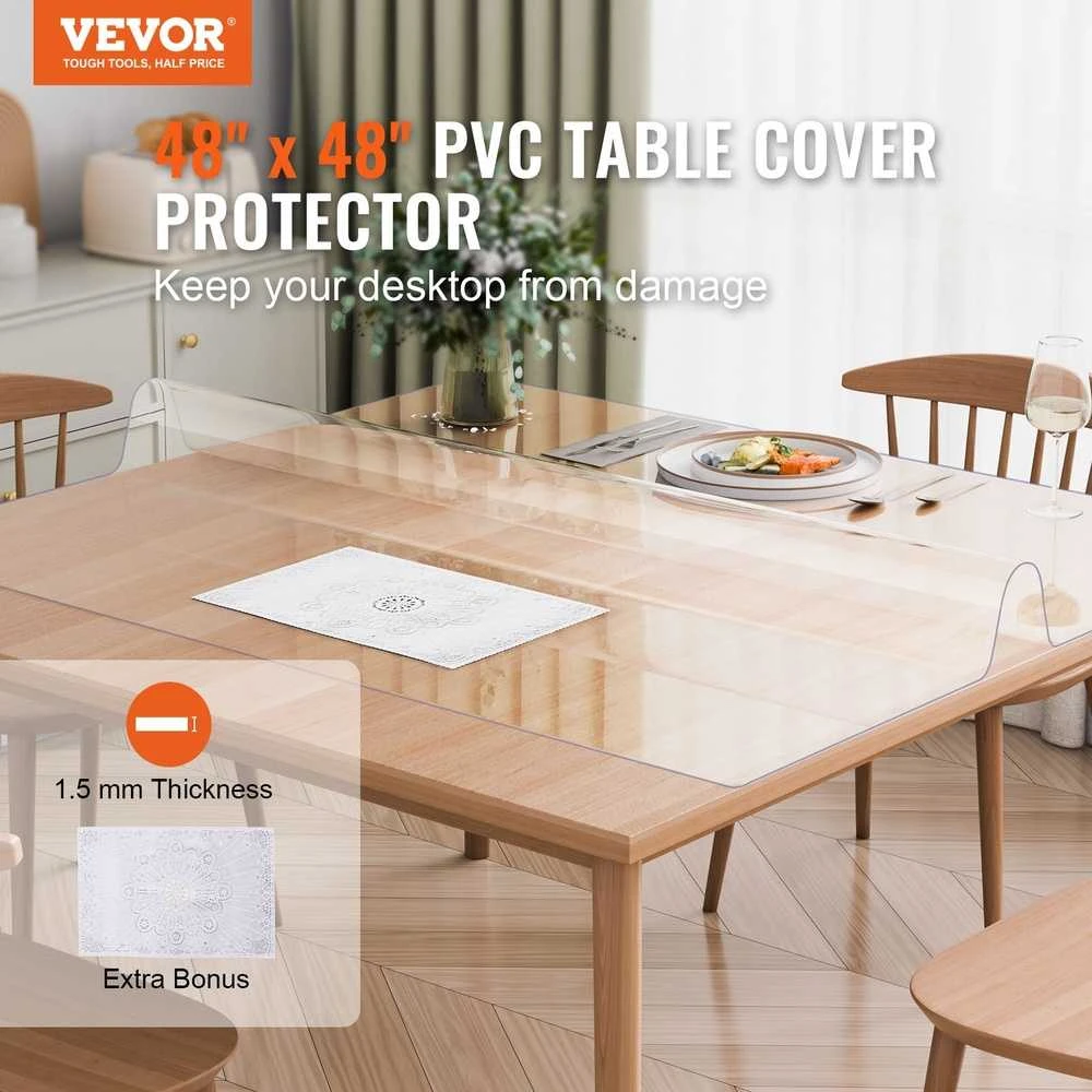 VEVOR PVC stalo apsauga 1219x1219 mm 1.5 mm storio