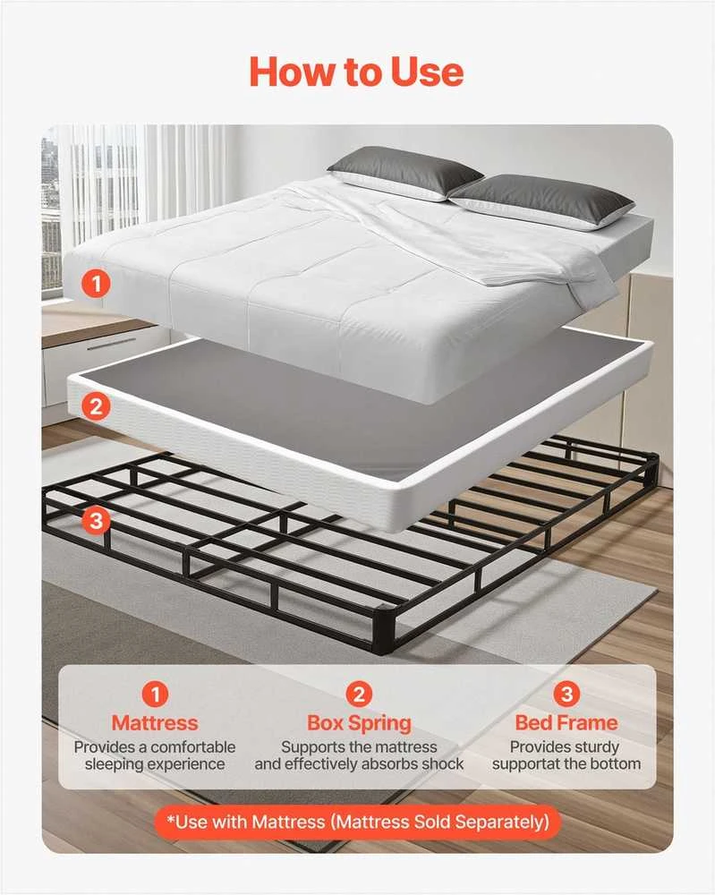 Queen Size čiužinio pagrindo rėmas su plaunamu audiniu, tvirtas metalinis pagrindas, lengvas surinkimas, saugūs kampai, vietą taupantis dizainas, miegamojo lova