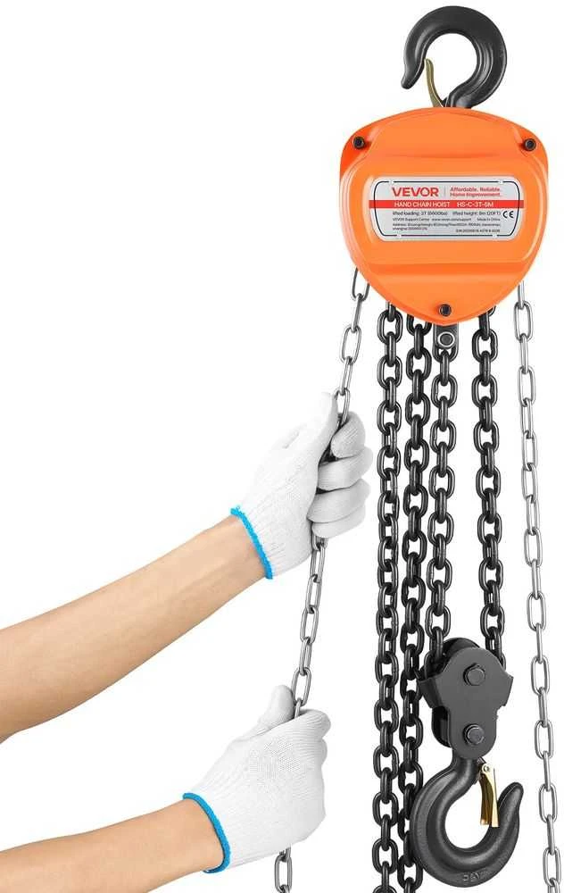 Rankinis grandininis keltuvas, 3000 kg talpa, sunkiasvoris skriemulinis keltuvas, garažo dirbtuvių kėlimo įranga, pramoninis grandininis blokas