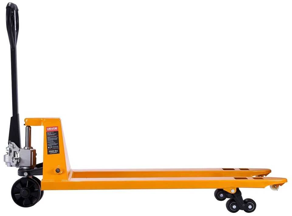 Rankinis padėklų vežimėlis, 2.5T keliamoji galia, sunkiasvoris padėklų keltuvas sandėliui, prekybos centrui, pramoniniam medžiagų tvarkymui, šakinio krautuvo alternatyva