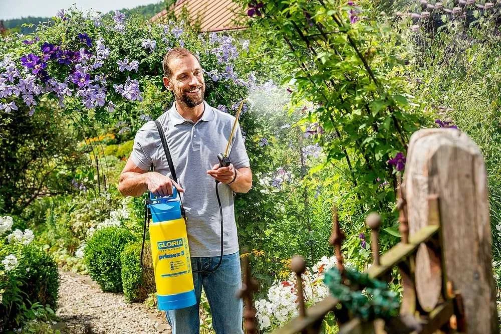 Gloria Haus und Garten Rankinis purkštuvas sodo augalams, 5 litrų talpos, su žalvariniu purškimo vamzdeliu, sodo purkštuvas, augalų purkštuvas