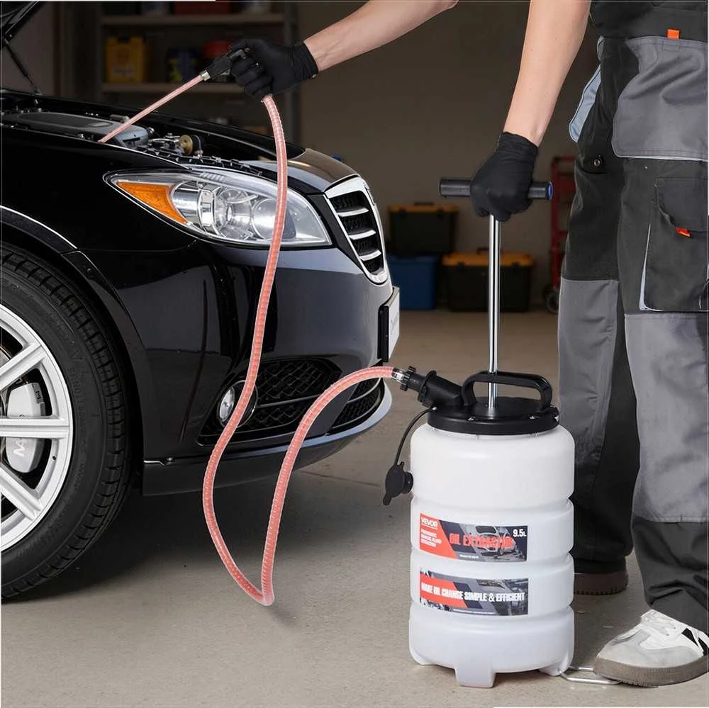 Rankinis vakuuminis skysčių ištraukėjas, 9.5 L talpa, su 150 cm žarna ir trimis 120 cm ilginamaisiais vamzdeliais, automobiliams žoliapjovėms valtims, alyvos keitimo pompa, tepalo siurblys