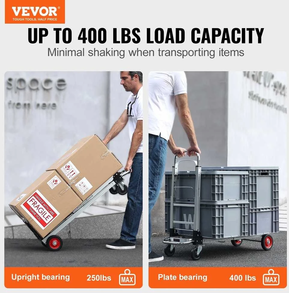 Rankinis vežimėlis, Platforma, 400 kg, Sulankstomas, Aliuminis