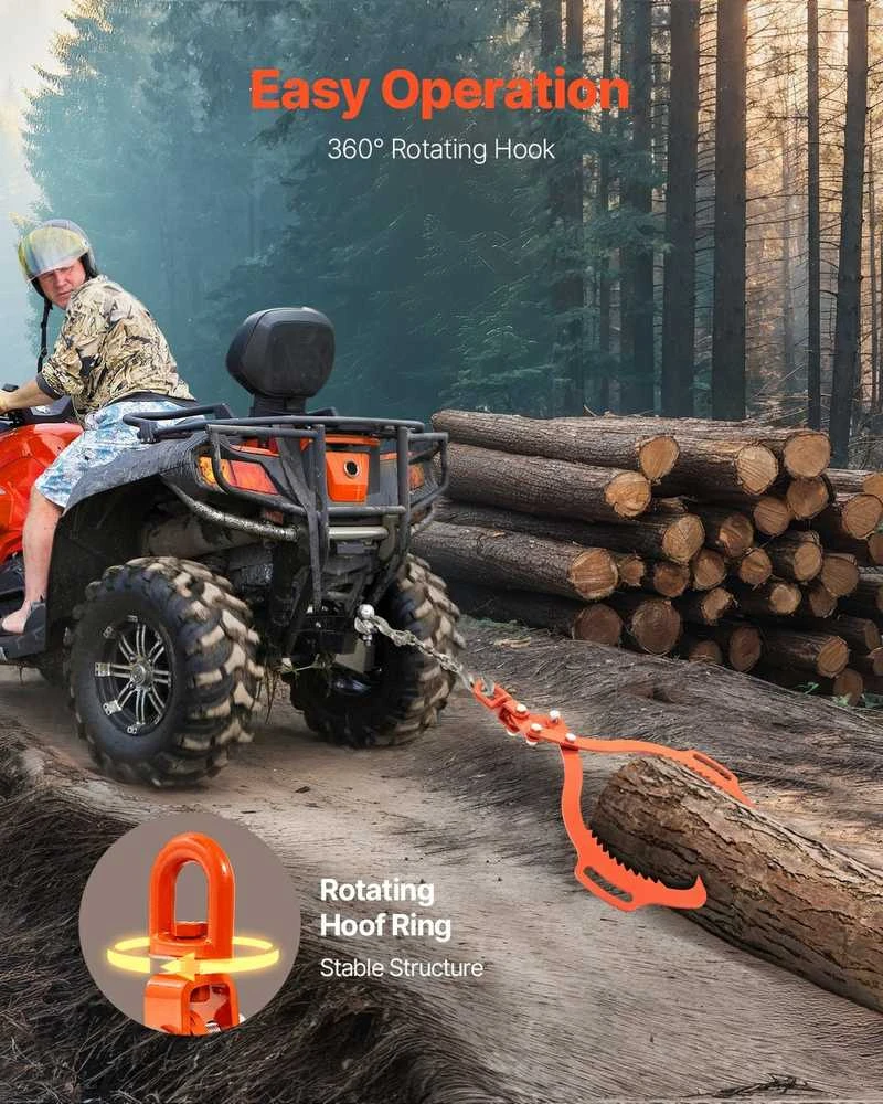 Rąstų griebtuvas 710 mm, 2 nagų, plieno, sukiojamas, rąstų keltuvas, žnyplės medienai
