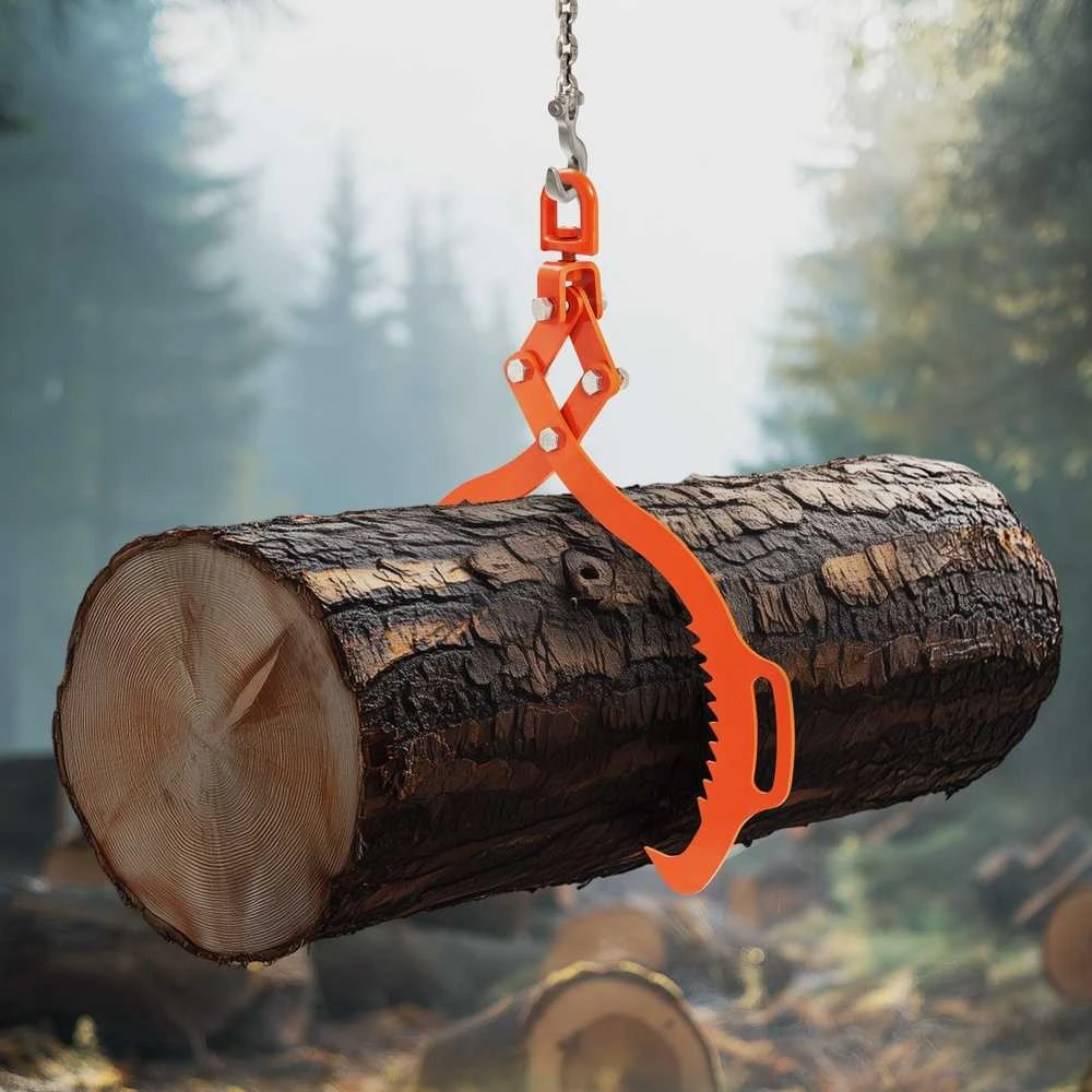 Rąstų griebtuvas 710 mm, 2 nagų, plieno, sukiojamas, rąstų keltuvas, žnyplės medienai