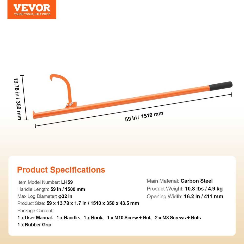 VEVOR 59 cm ilgio kirtimo įrankis rąstams