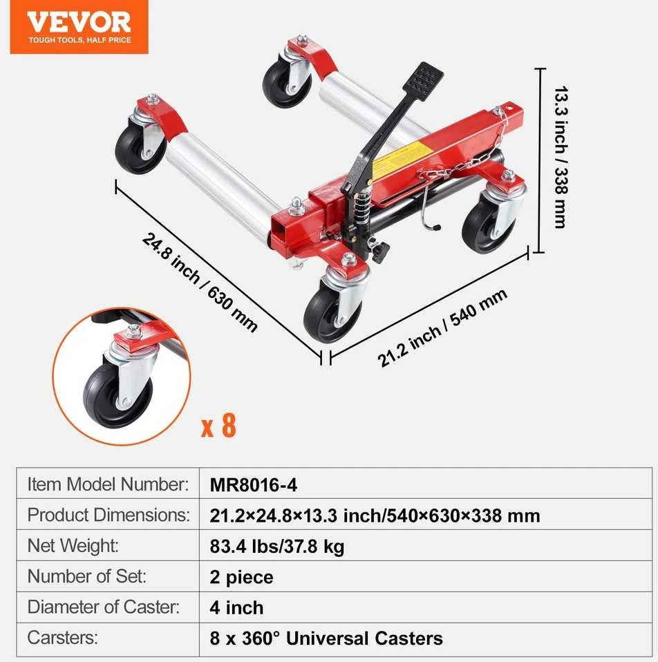 Ratų vežimėlis automobiliui, 1500 lbs (680 kg), domkratas, automobilių perkėlimo platforma, padangų vežimėlis