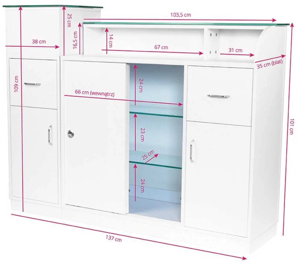 Activeshop Registratūros stalas GABBIANO RECEPTION DESK SHOWROOM GLASS Baltas
