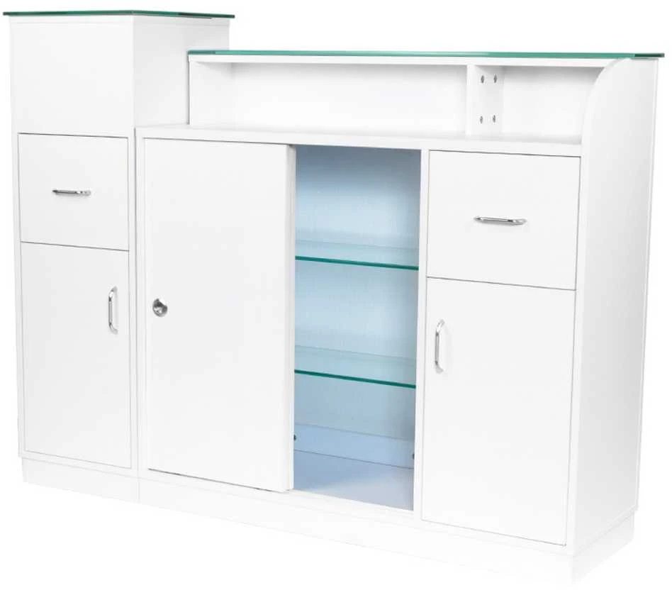 Activeshop Registratūros stalas GABBIANO RECEPTION DESK SHOWROOM GLASS Baltas