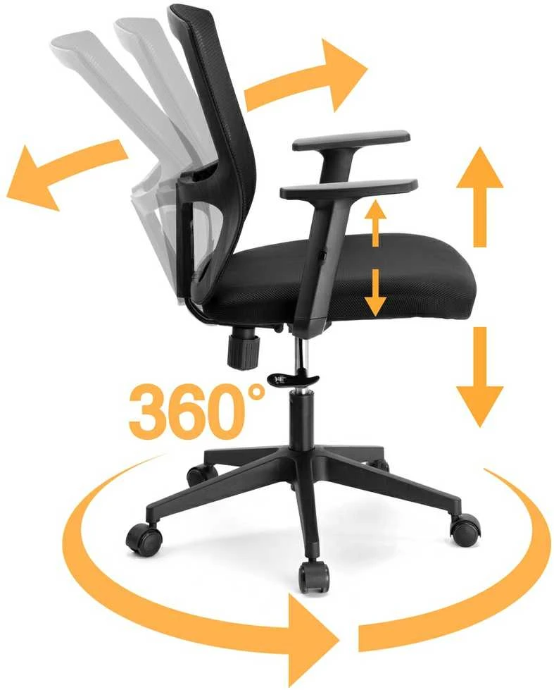 Reguliuojama biuro kėdė, ergonomiška, TILT funkcija, juoda, kompiuterio, sukamoji, ofiso, darbo