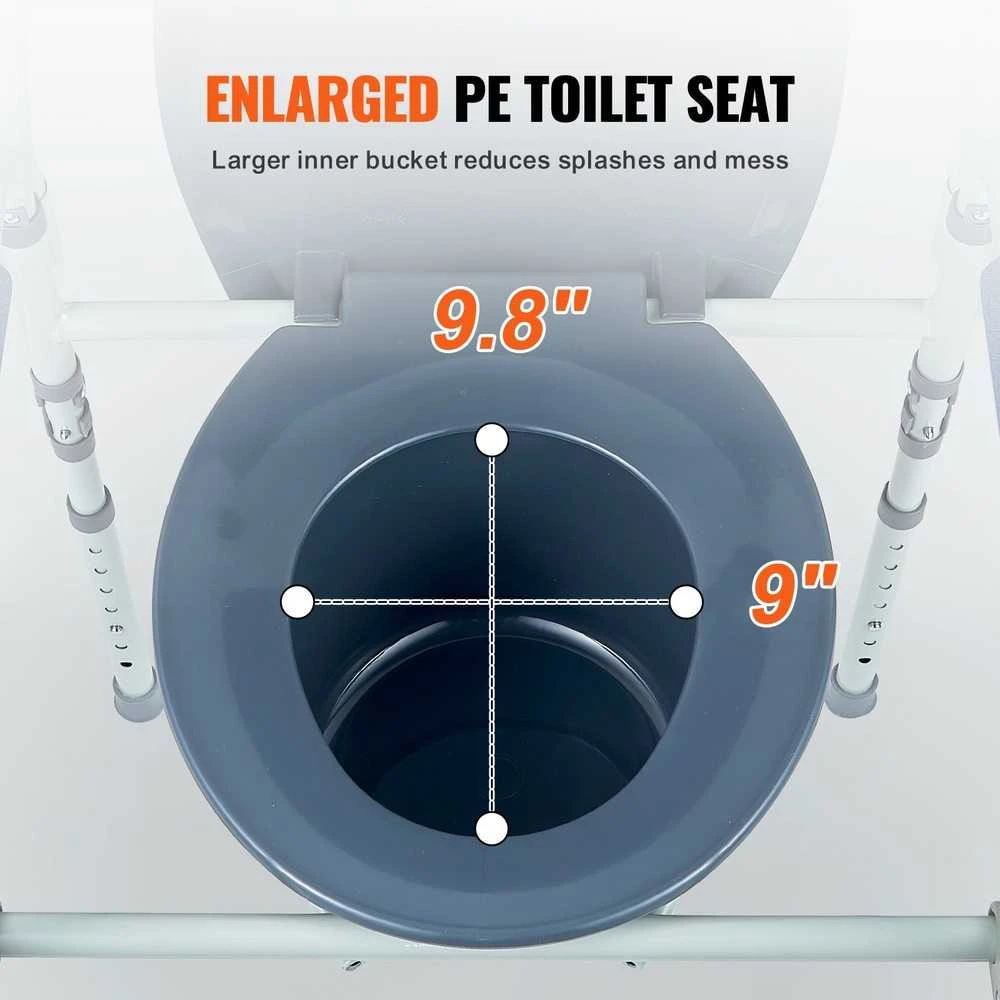 Reguliuojama komodo kėdė, su kibiru, patogi, nešiojama