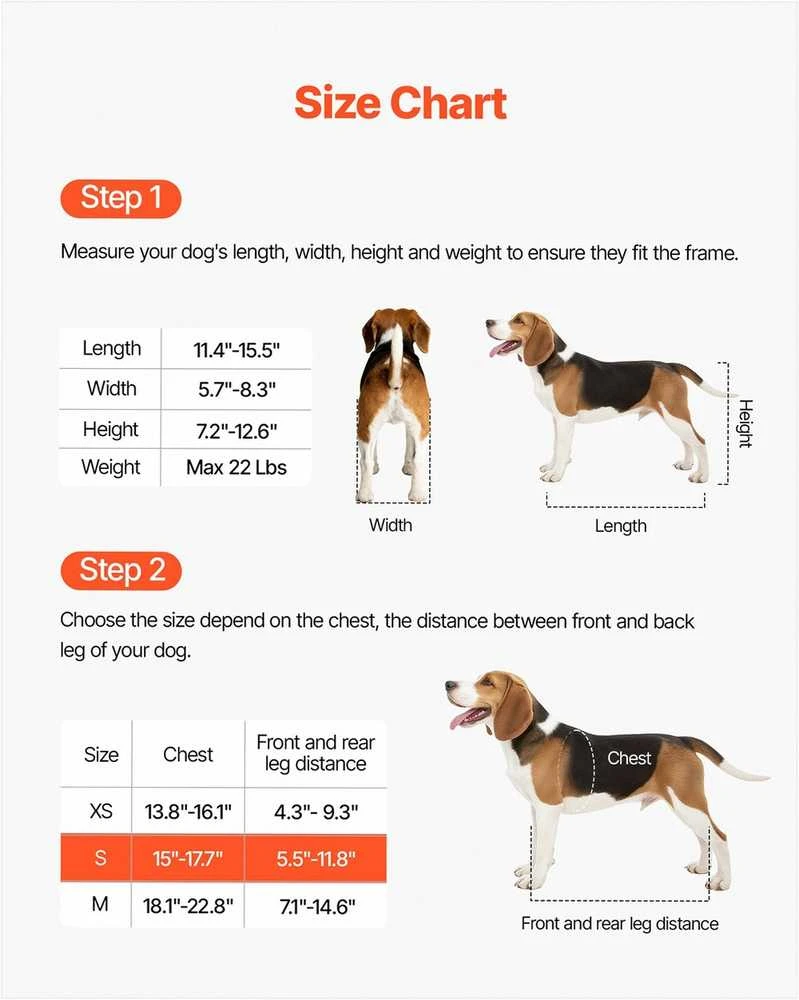 VEVOR Neįgalų šunų vežimėlis iki 10 kg