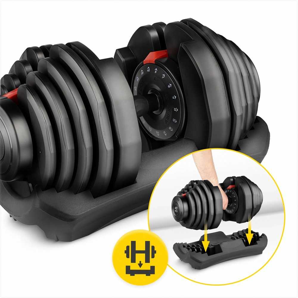 Reguliuojamas hantelių rinkinys, 40 kg svoris, namų sporto salei, jėgos treniruotėms, universali fitneso įranga
