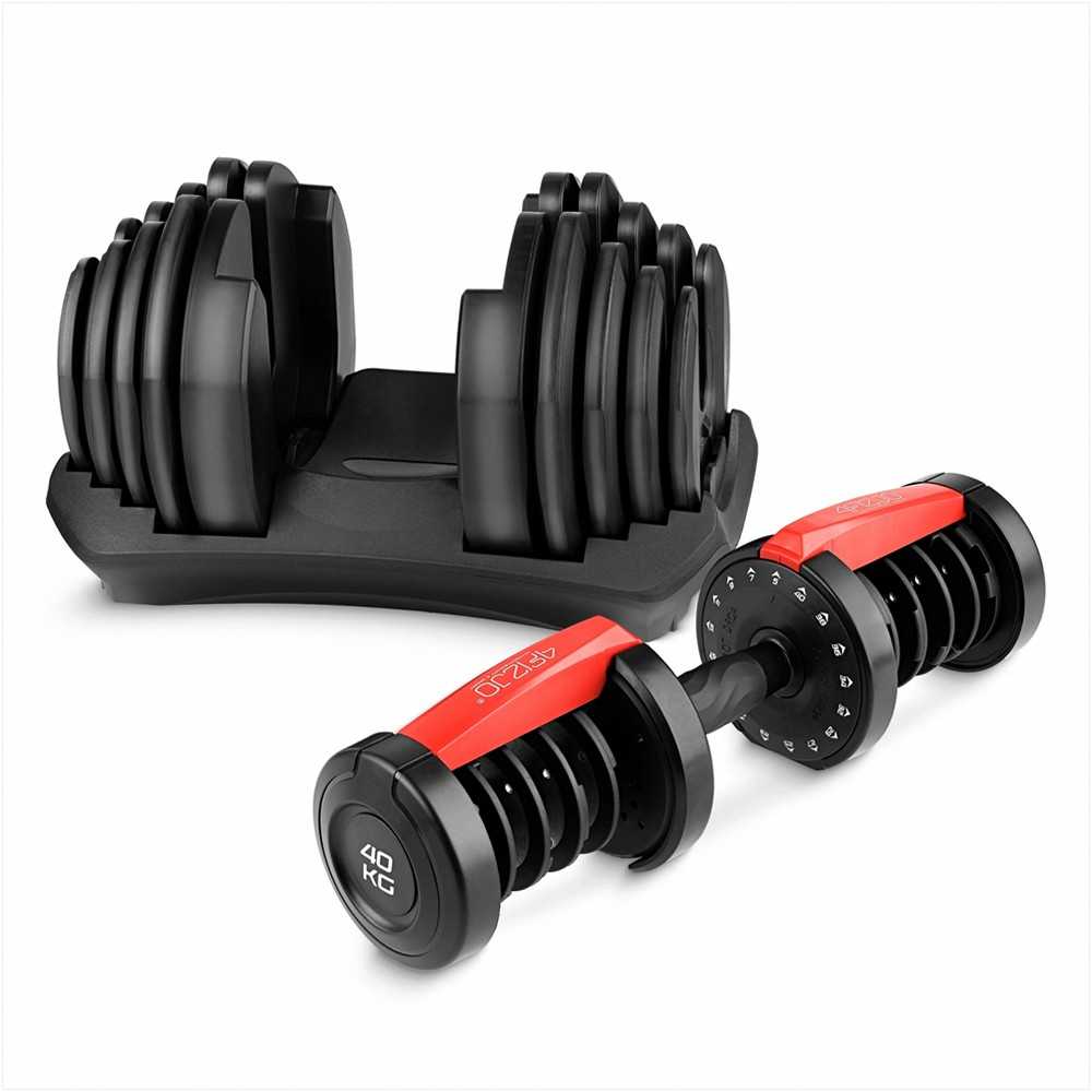 Reguliuojamas hantelių rinkinys, 40 kg svoris, namų sporto salei, jėgos treniruotėms, universali fitneso įranga