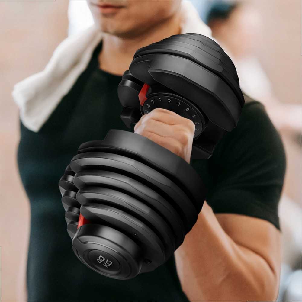 Reguliuojamas hantelių rinkinys, 40 kg svoris, namų sporto salei, jėgos treniruotėms, universali fitneso įranga