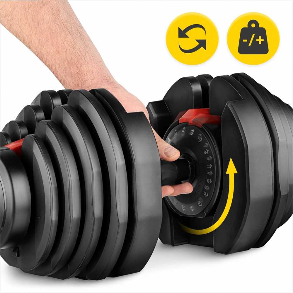 Reguliuojamas hantelių rinkinys, 40 kg svoris, namų sporto salei, jėgos treniruotėms, universali fitneso įranga