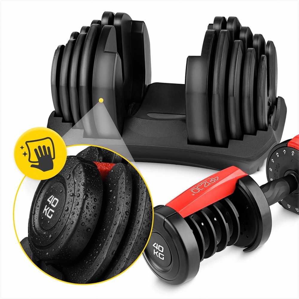 Reguliuojamas hantelių rinkinys, 40 kg svoris, namų sporto salei, jėgos treniruotėms, universali fitneso įranga