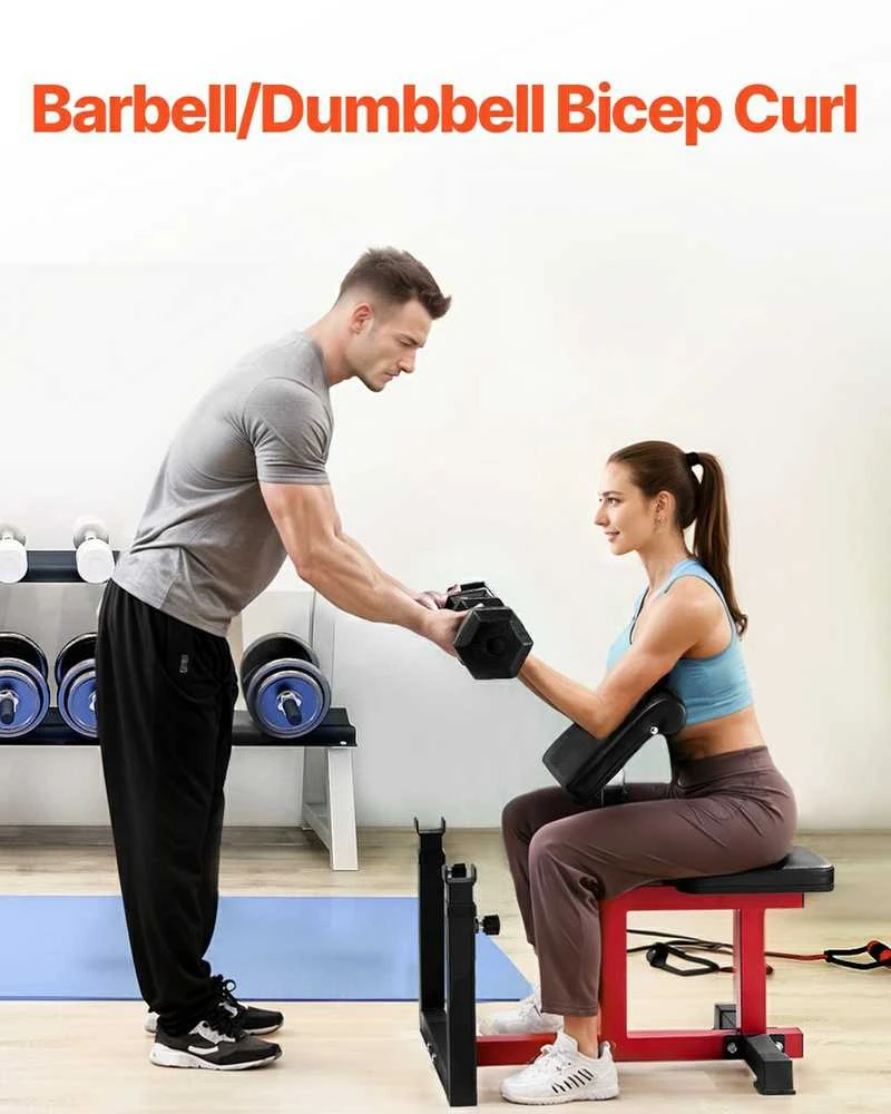 Reguliuojamas „Preacher Curl“ suoliukas, namams, bicepso treniruoklis, štangos įranga