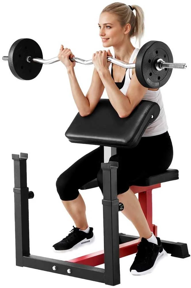 Reguliuojamas „Preacher Curl“ suoliukas, namams, bicepso treniruoklis, štangos įranga