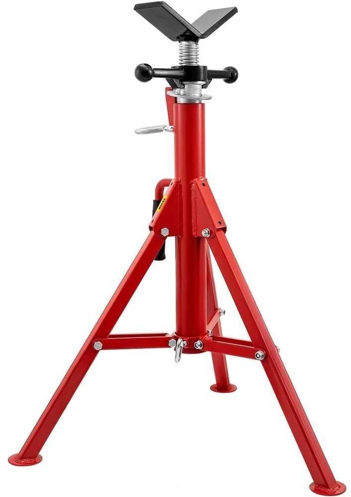 Reguliuojamas V formos vamzdžių stovas, tvirtas plieno, sriegimui, 71.1-132.1 cm aukščio, 0.3-30.5 cm skersmens, vamzdžiams laikyti, metalinis