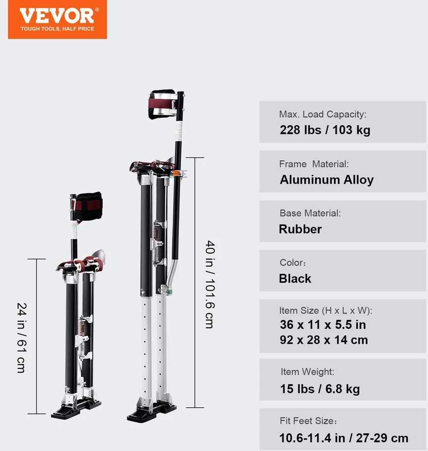 VEVOR Aliuminiai gipso kartono kojų stiltai 61-101,6 cm