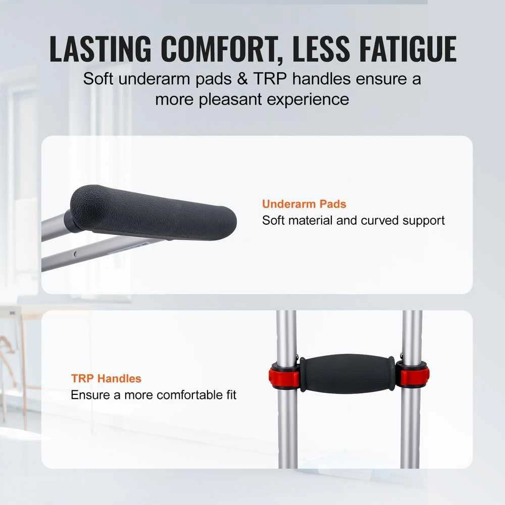 Reguliuojami pažastiniai ramentai vaikščiojimui, su neslystančiomis pėdų pagalvėlėmis, lengvi aliumininiai ramentai, vaikščiojimo priemonės