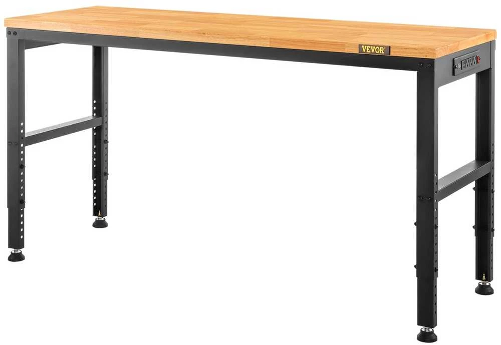 Reguliuojamo aukščio darbo stalas, didelės apkrovos darbo stalas, su maitinimo lizdu, 1549 x 508 mm darbo vieta, garažo darbo stalas