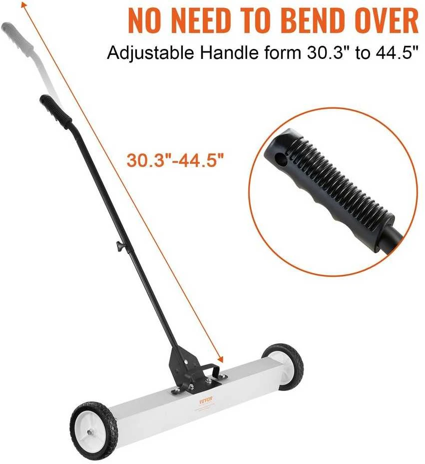 Riedantis magnetinis šlavimo įrenginys, didelio našumo metalo surinkėjas, dirbtuvių garažo kiemo valiklis, 76.2cm šlavimo įrenginys