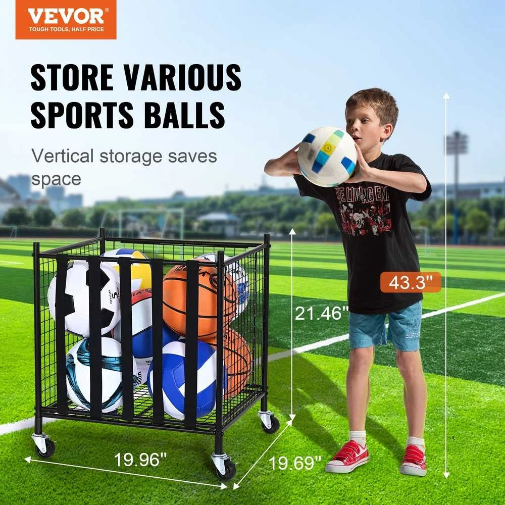 VEVOR Riedantysis sporto kamuolių laikymo vežimėlis